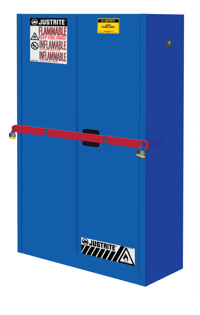 45 Gallon, 2 Shelves, 2 Doors, Self Close, Corrosives/Acid Steel Safety Cabinet With Steel Bar, Sure-Grip® Ex High Security, Blue