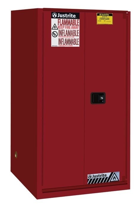 60 Gallon, 2 Shelves, 1 Bi-Fold Self Close Door, Flammable Cabinet, Sure-Grip® Ex, Red