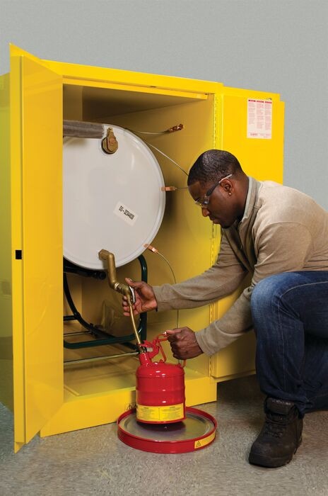 55 Gallon, 1 Drum Horizontal, 2 Doors, Manual Close, Flammable Cabinet With Cradle Track, Sure-Grip® Ex, Yellow