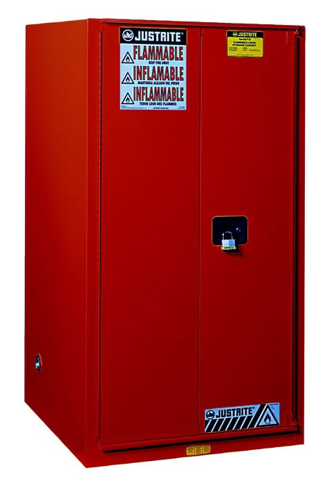 60 Gallon, 2 Shelves, 2 Doors, Self Close, Flammable Cabinet, Sure-Grip® Ex, Red