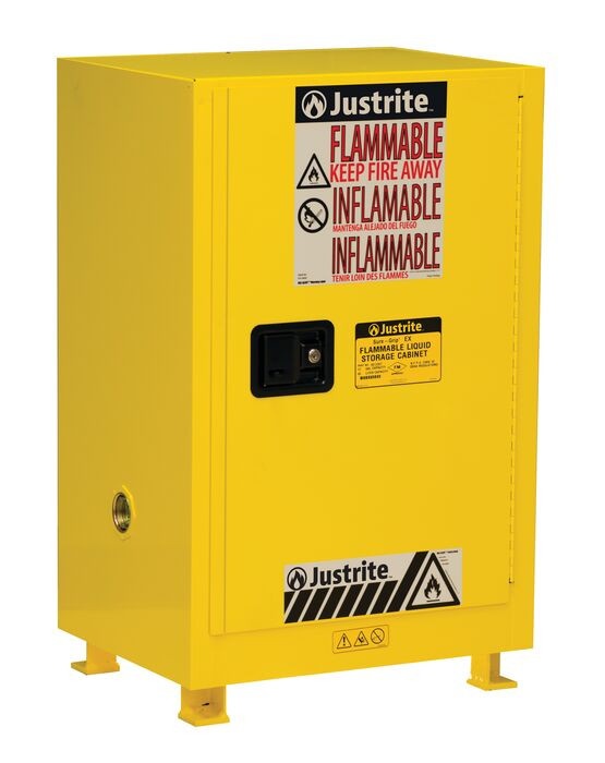 12 Gallon, 1 Shelf, 1 Door, Self Close, Flammable Cabinet, Sure-Grip® Ex Compac, Yellow