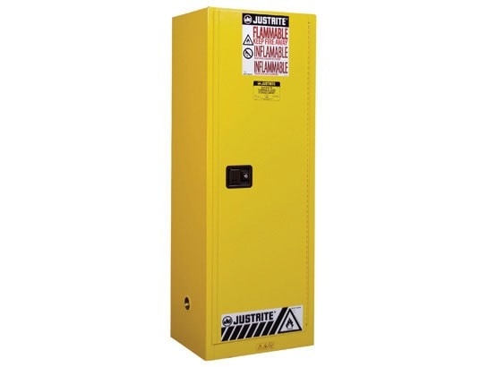 Sure-Grip® Ex Slimline Flammable Safety Cabinet, 22 Gallon, 1 Manual Close Doors, Yellow