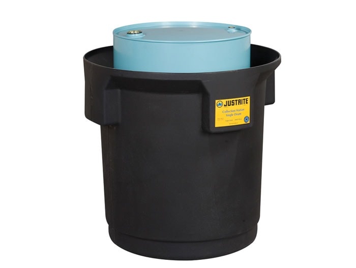 Single Drum Collection Center For 55Gallon Drum, Ecopolyblend™, Black
