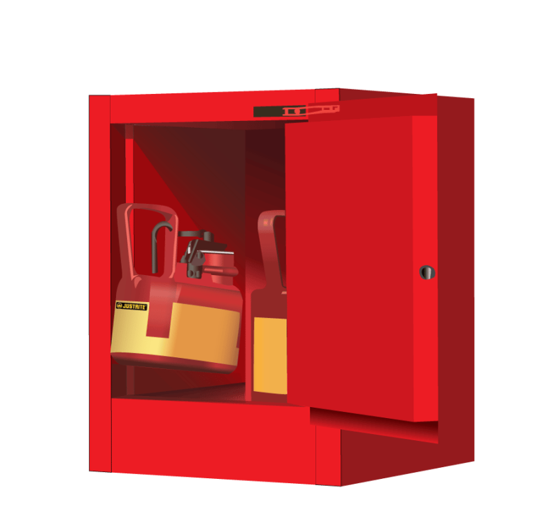 4 Gallon, 1 Shelf, 1 Door, Self Close, Flammable Cabinet, Sure-Grip® Ex Countertop, Red