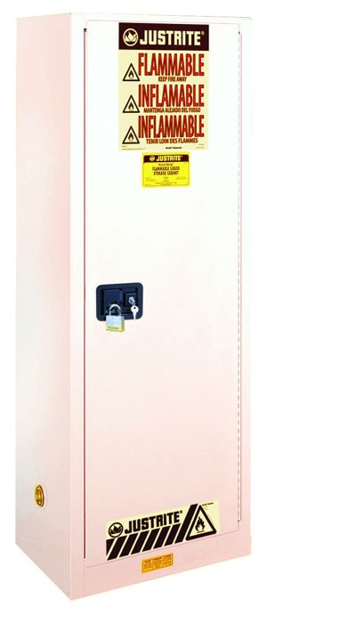 22 Gallon, 3 Shelves, 1 Door, Self Close, Flammable Cabinet, Sure-Grip® Ex Slimline, White