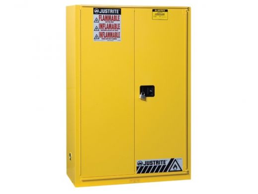 60 Gallon, 5 Shelves, 1 Bi-Fold Self-Close Door, Paint Safety Cabinet, Sure-Grip Ex, Yellow