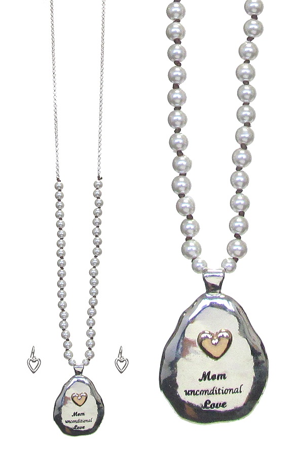 Mother Day Theme Long Necklace Set - Mom Unconditional Love