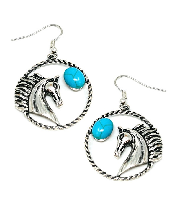 Turquoise Horse Earring