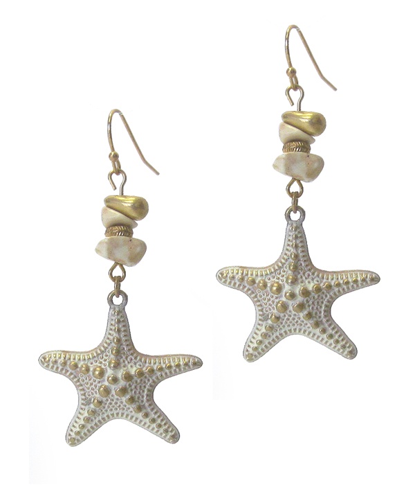 Semi Precious Stone And Starfish Earring