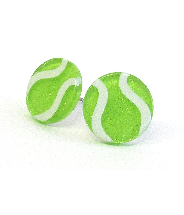 Sport Theme Glittering Acrylic Earring - Tennis