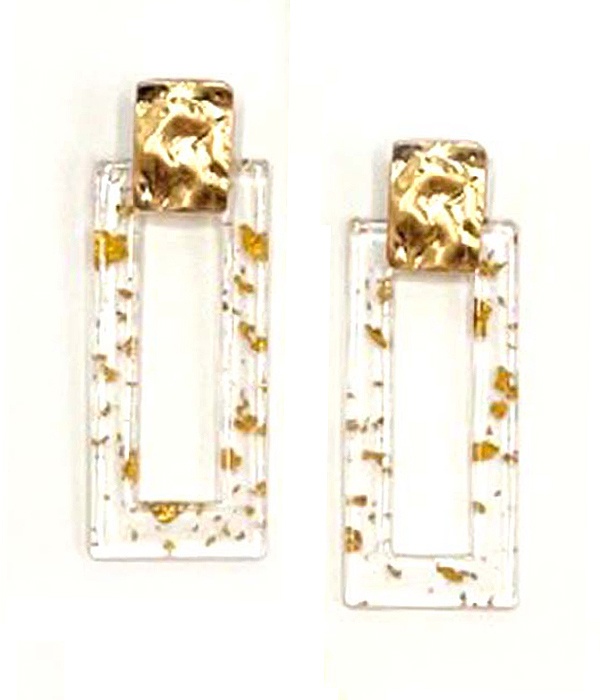 Transparent Gold Flake Acetate Bar Earring
