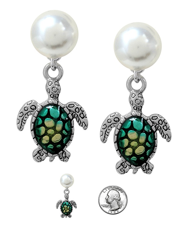 Sealife Theme Pearl Earring - Turtle