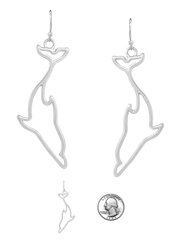 Sealife Theme Metal Wire Art Earring - Dolphin