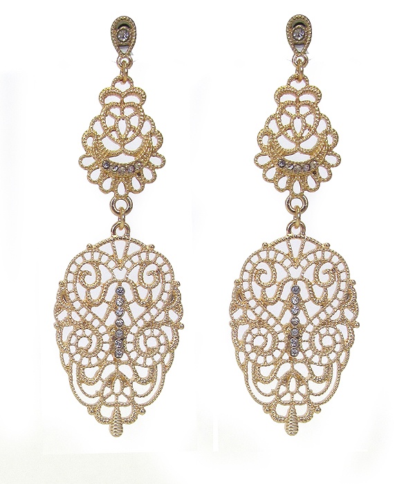 Metal Filigree Crystal Accent Earring