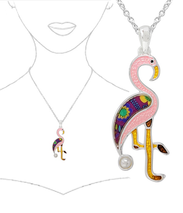 Paint Art Flamingo Necklace