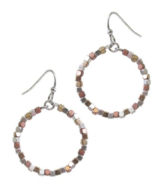 Multi Metal Bead Hoop Earring