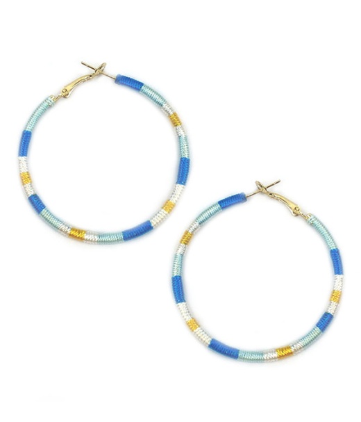 Multi Color Thread Wrap Hoop Earring