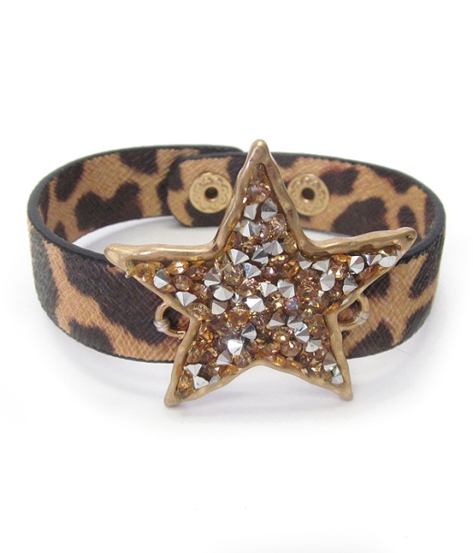 Animal Print Snap On Bracelet - Star