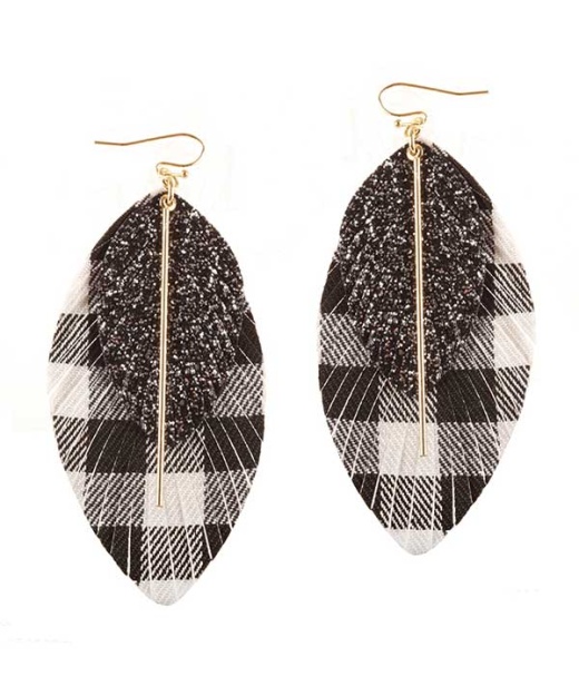 Glitter and Buffalo Palid Leatherette Fringe Earring - Wholesale Price