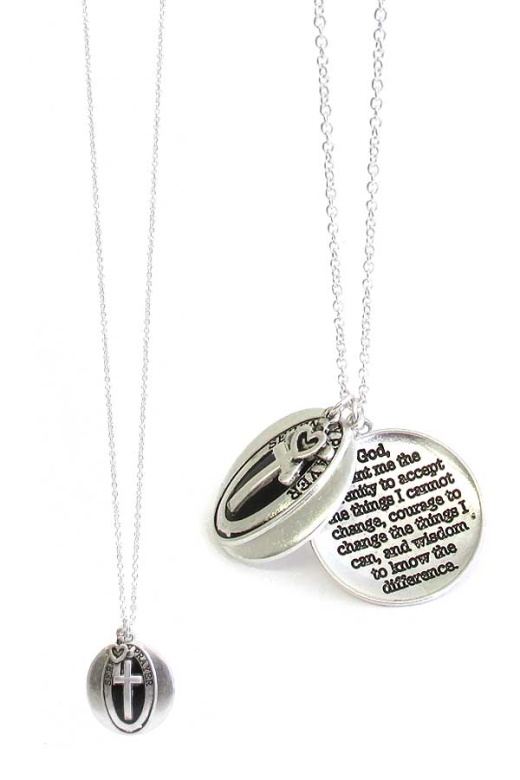 Religious Inspiration Message Double Pendant Long Necklace