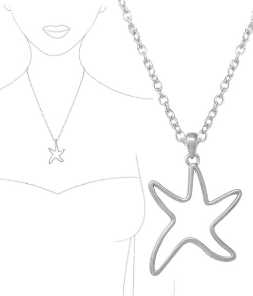 Sealife Theme Metal Wire Art Pendant Necklace - Starfish