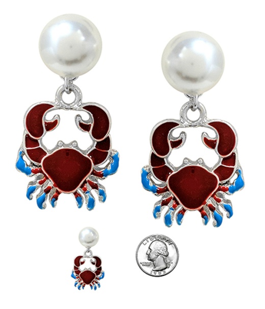 Pearl And Epoxy Crab Earring - Wholesale Jewelry