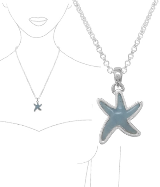 Sealife Theme Opal Pendant Necklace - Starfish