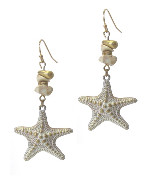 Semi Precious Stone And Starfish Earring