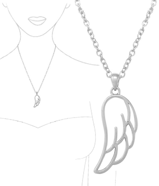 Metal Wire Art Pendant Necklace - Angel Wing