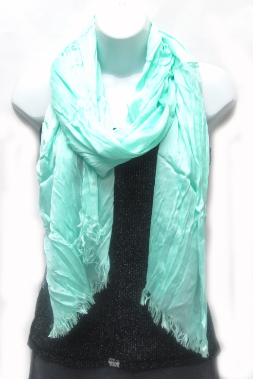 Solid Crinkle and Fringe Edge Scarf - Wholesale Scarf - New Products