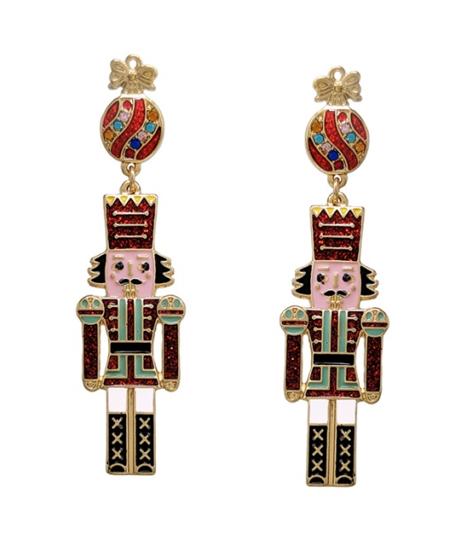 Christmas Theme Epoxy Nut Cracker Earring