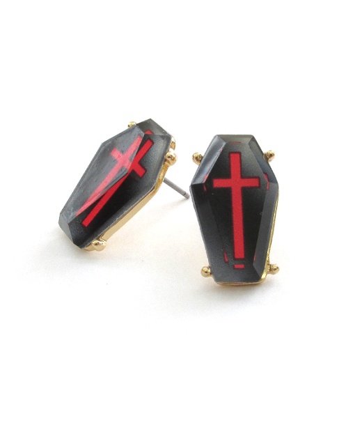 Halloween Theme Epoxy Earring - Coffin