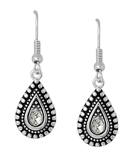 Wholesale Designer Textured Crystal Center Teardrop Earring in ASCR Color