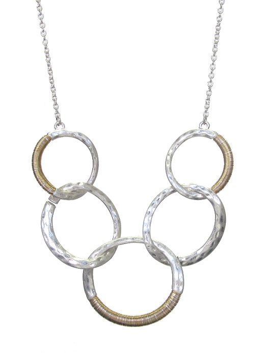 Wire Wrap Multi Hoop Link Necklace