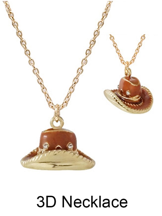 Western Theme 3D Epoxy Pendant Necklace - Cowboy Hat
