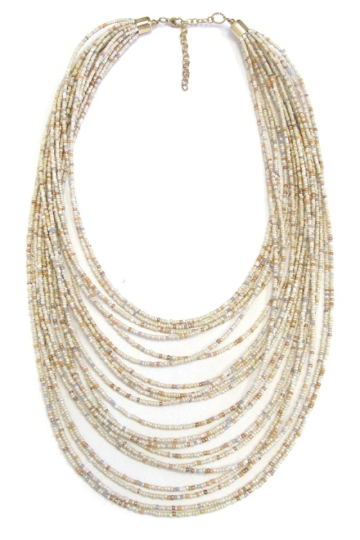 Multi Layer Seed Bead Necklace in IVY Color