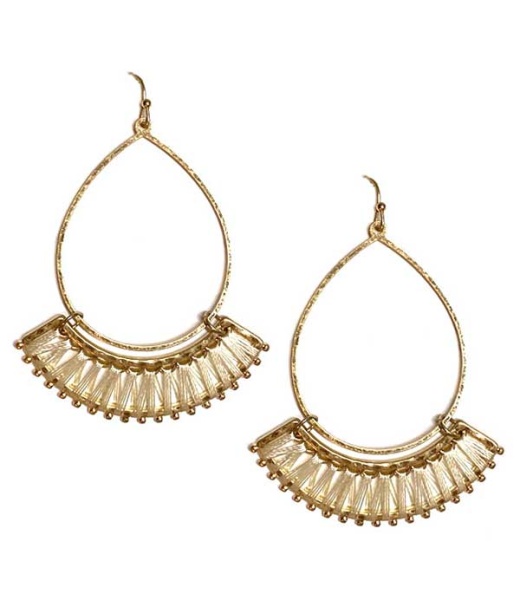 Wire Teardrop and Thread Drop Earrings - IV Color