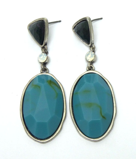 Two Stones Linked Hook Earrings