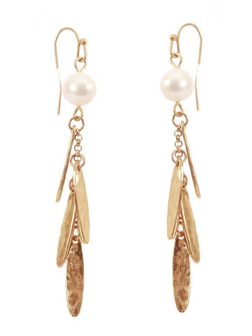 Freshwater Pearl and Metal Bar Dangle Drop Earring