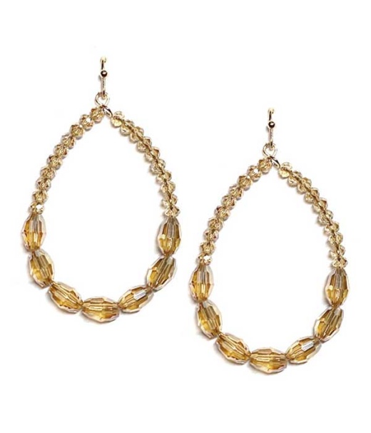 Facet Stone and Seedbead Teardrop Earrings