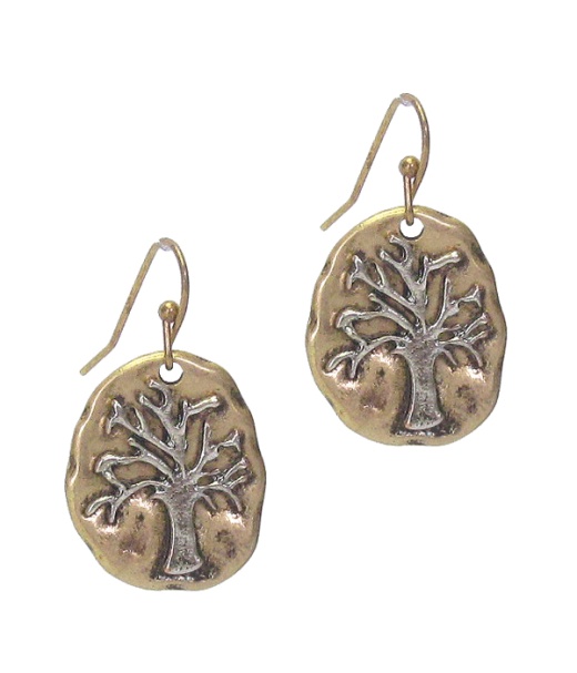 Vintage Metal Tree of Life Earring