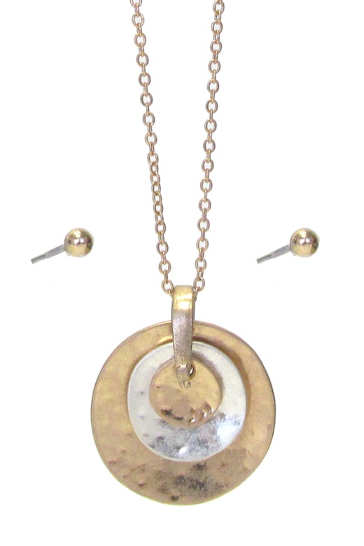 Multi Disc Pendant Necklace Set - WGWS Color