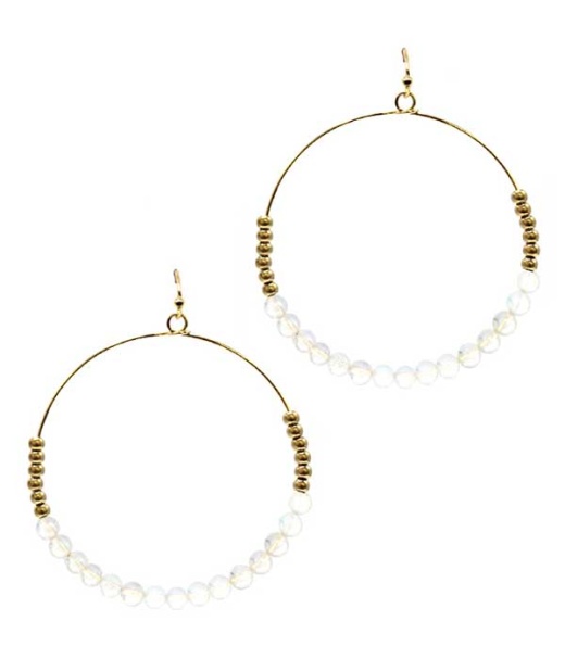 Multi Stone Wire Hoop Earring