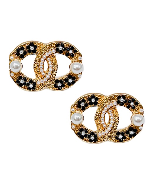 Pearl Mix Double Ring Earring - Wholesale New Arrivals