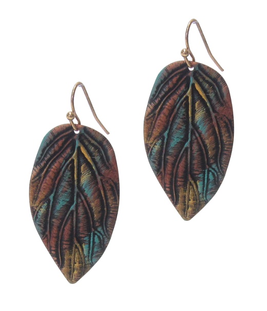 Wholesale Vintage Rustic Metal Earring - Leaf
