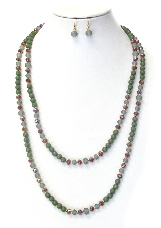 Wholesale Genuine Semi Precious Stone Mix Long Necklace Set
