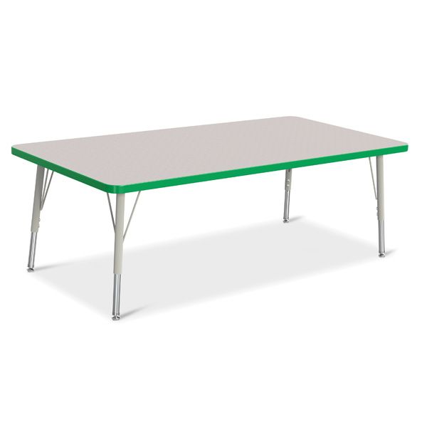 Berries® Rectangle Activity Table - 30" X 60", E-Height - Gray/Green/Gray