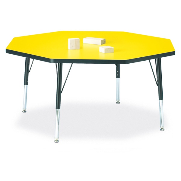Berries® Octagon Activity Table - 48" X 48", T-Height - Yellow/Black/Black