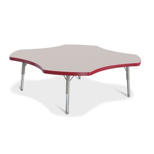 Berries® Four Leaf Activity Table, T-Height - Gray/Red/Gray
