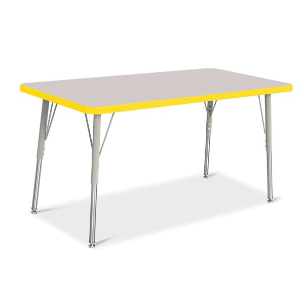 Berries® Rectangle Activity Table - 24" X 48", A-Height - Gray/Yellow/Gray